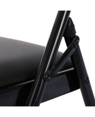 Outdoor/Indoor Black Vinyl Padded Folding Dining Chair (Set of 4)