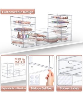 12 Drawers Acrylic Organizer for Makeup, Organization and Storage, Art Supplies, Jewelry, Stationary - 3 Pcs Clear Stackable Storage Drawers