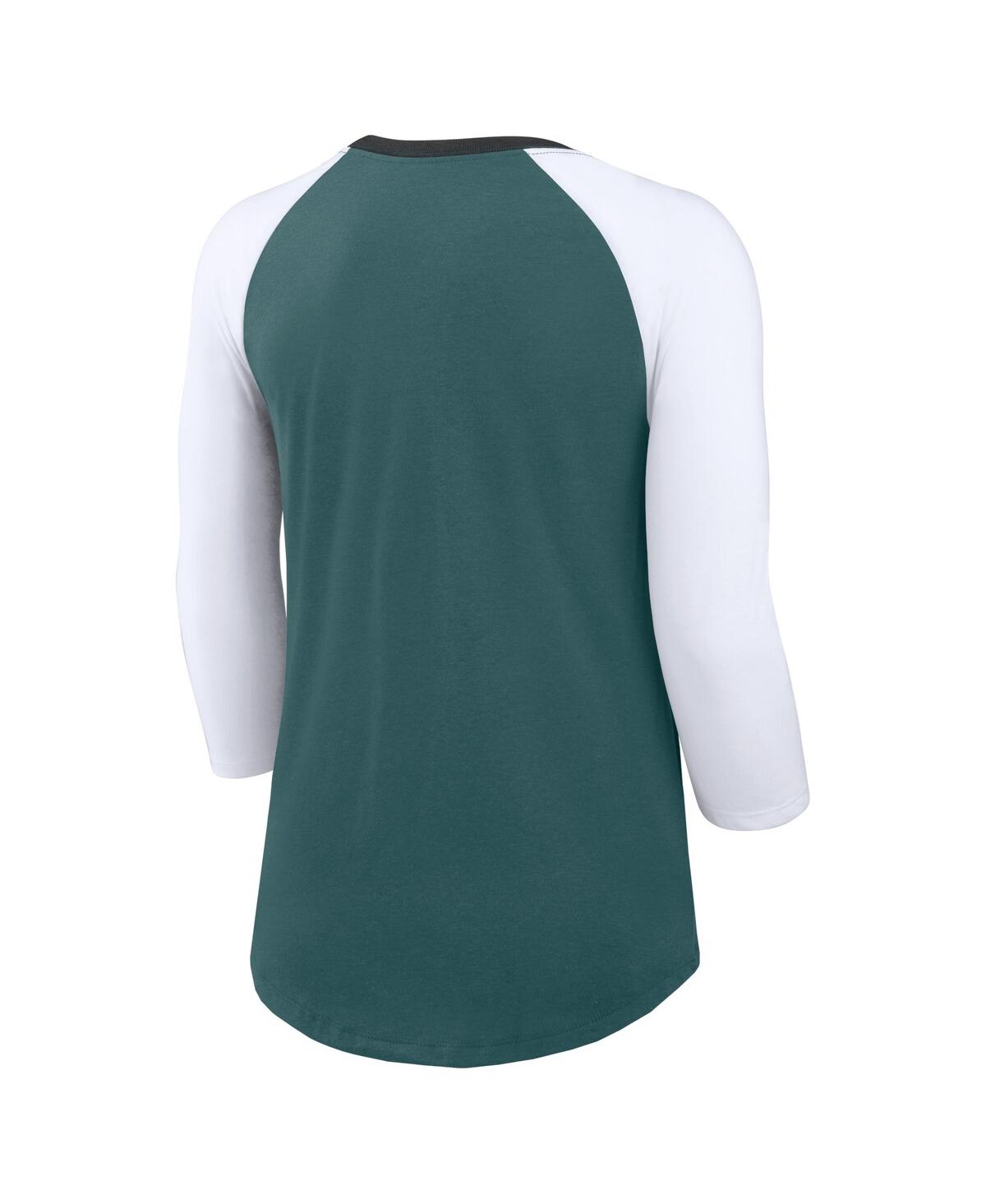 Nike Women's MidnightWhite Philadelphia Eagles Knockout Arch Raglan Tri-Blend 3/4-Sleeve T-Shirt - Green, White