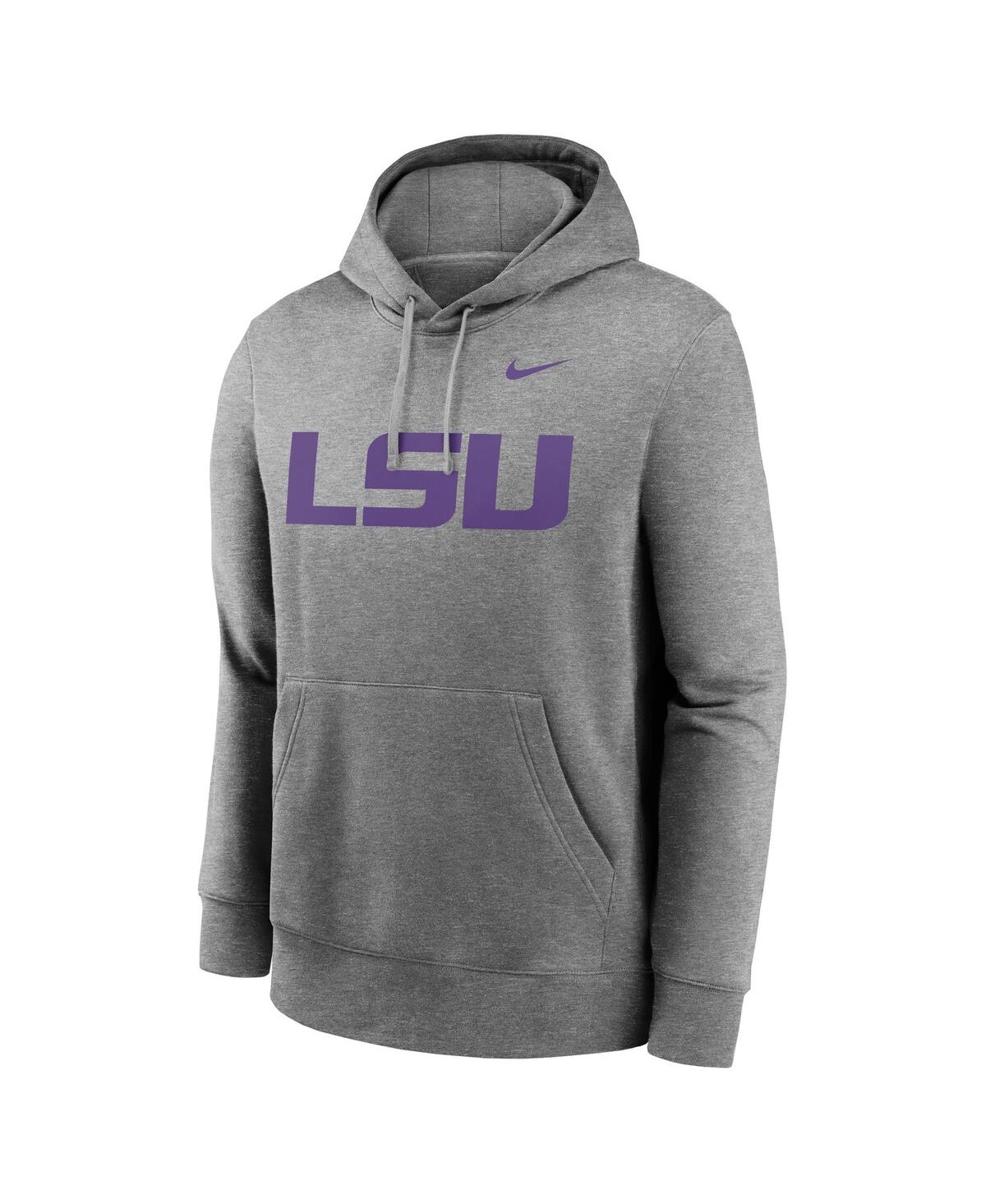 Nike Men'sLsu Tigers Primetime Evergreen Club Fleece Pullover Hoodie - Heather Gray