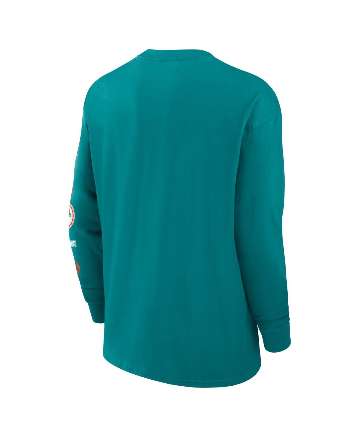 Nike Men'sMiami Dolphins Rewind Heavy Max 90 Pocket Long Sleeve T-Shirt - Aqua