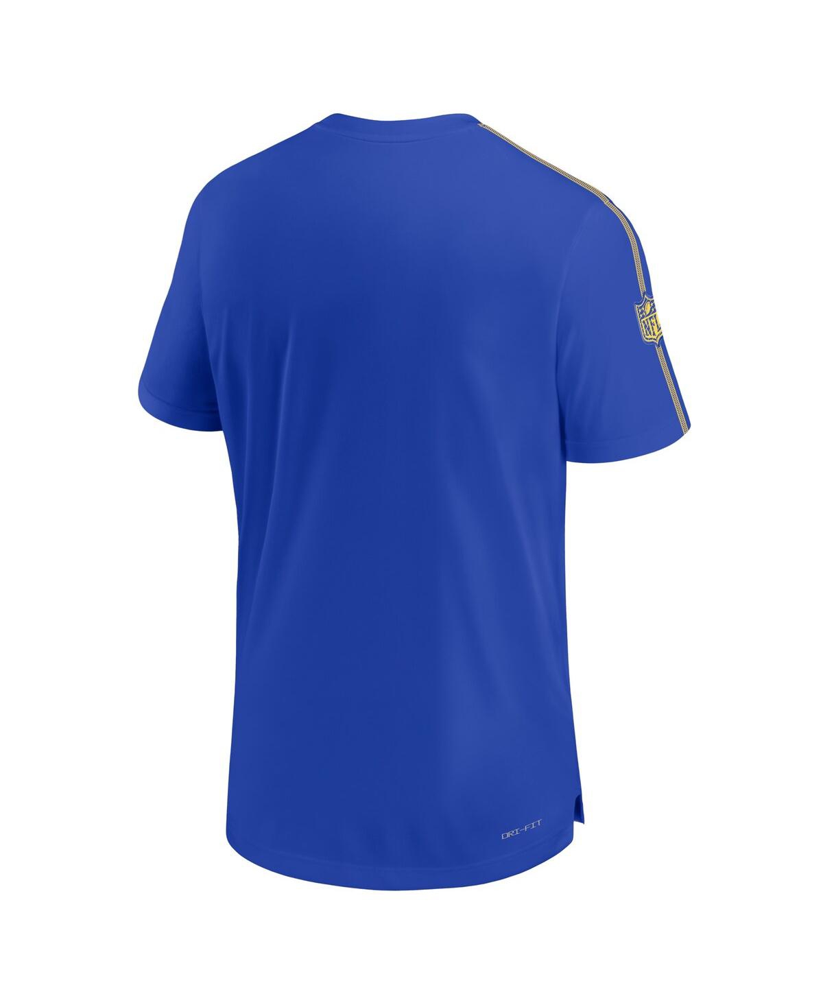 Nike Men's Royal Los Angeles Rams 2024 Sideline Coach Uv Performance T-shirt In Royal,gold