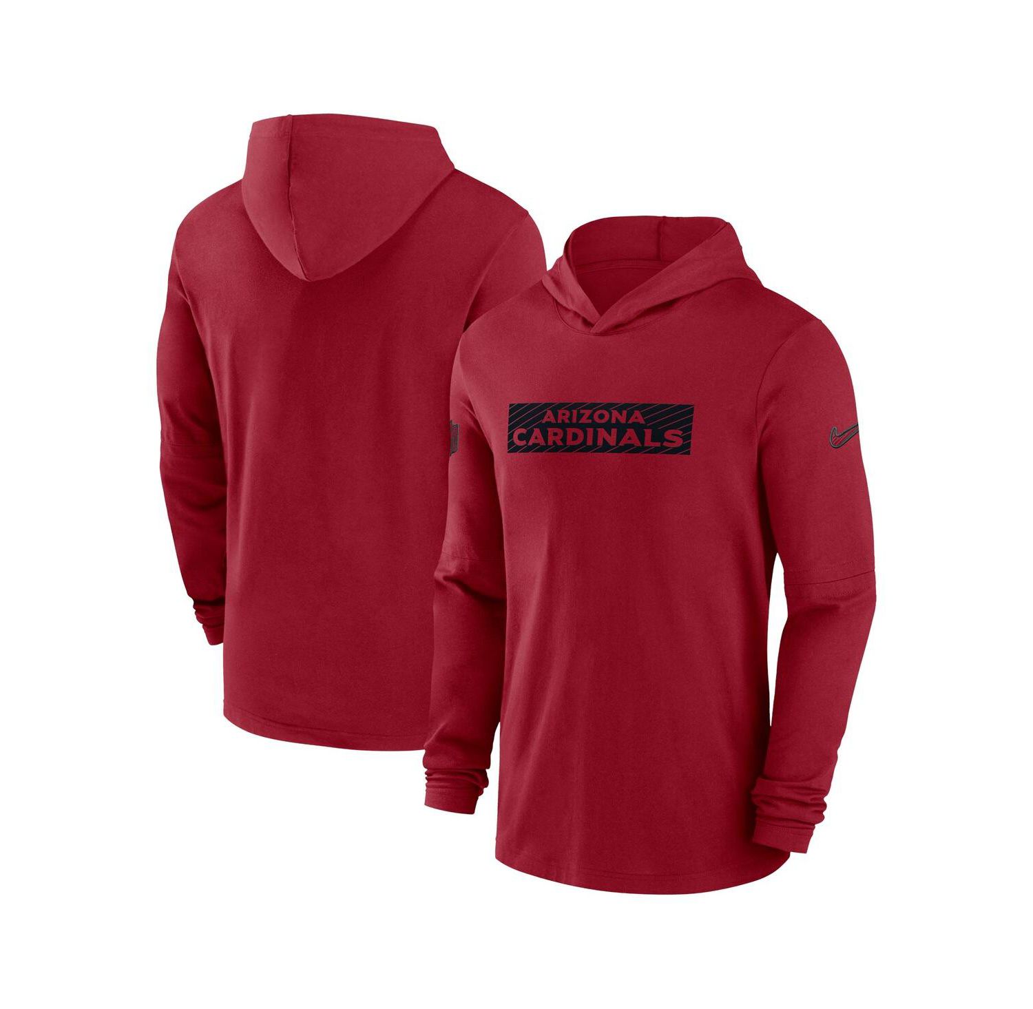 Men's Cardinal Arizona Cardinals Sideline Hoodie Performance Long Sleeve T-Shirt