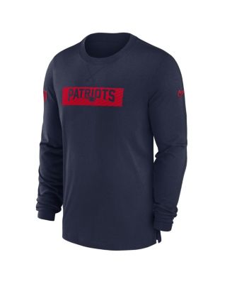 Men's Navy New England Patriots Sideline Player Performance Long Sleeve T-Shirt