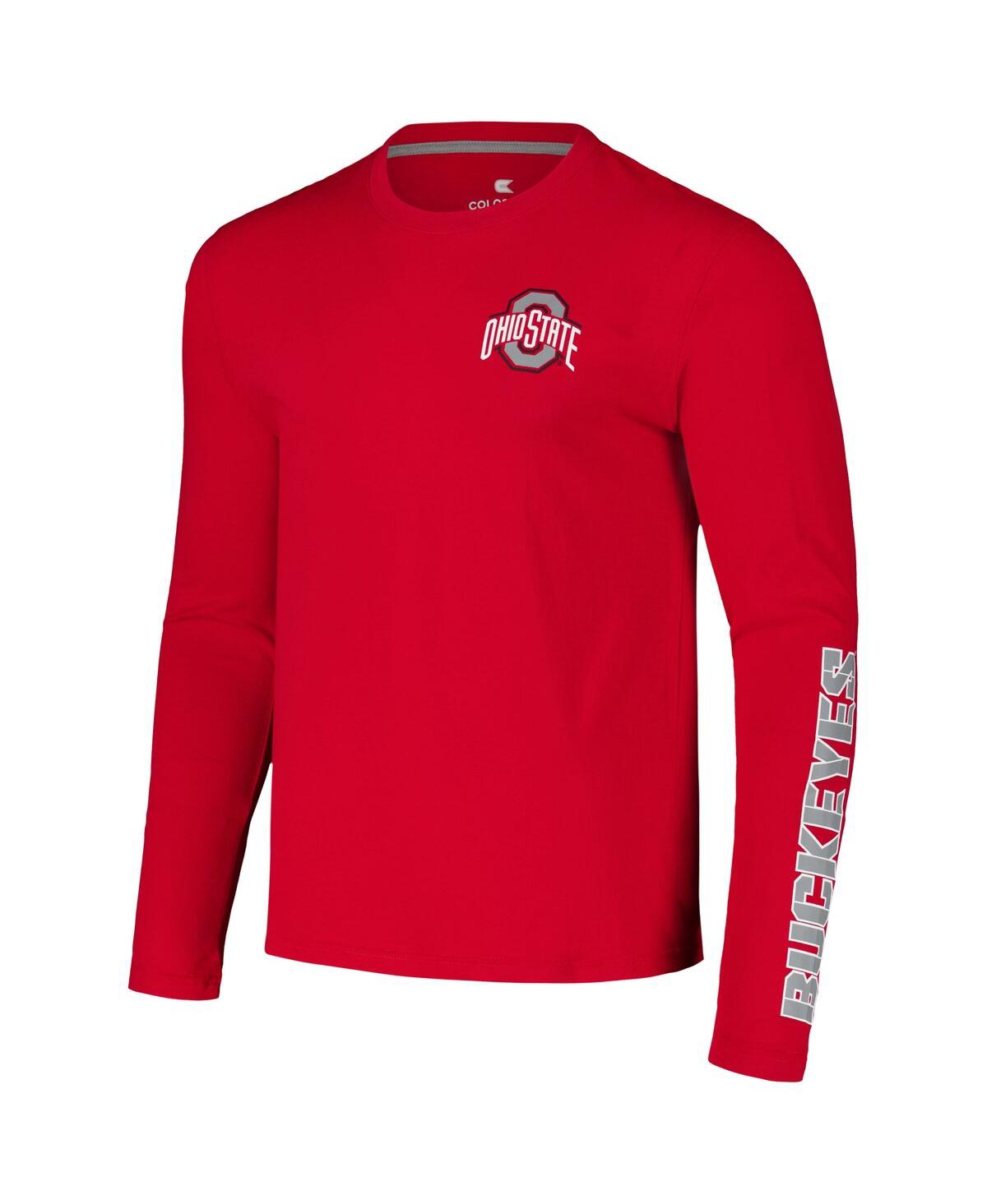 Colosseum Men's Scarlet Ohio State Buckeyes Logo Lockup 3-hit Active Blend Long Sleeve T-shirt In Scarlet