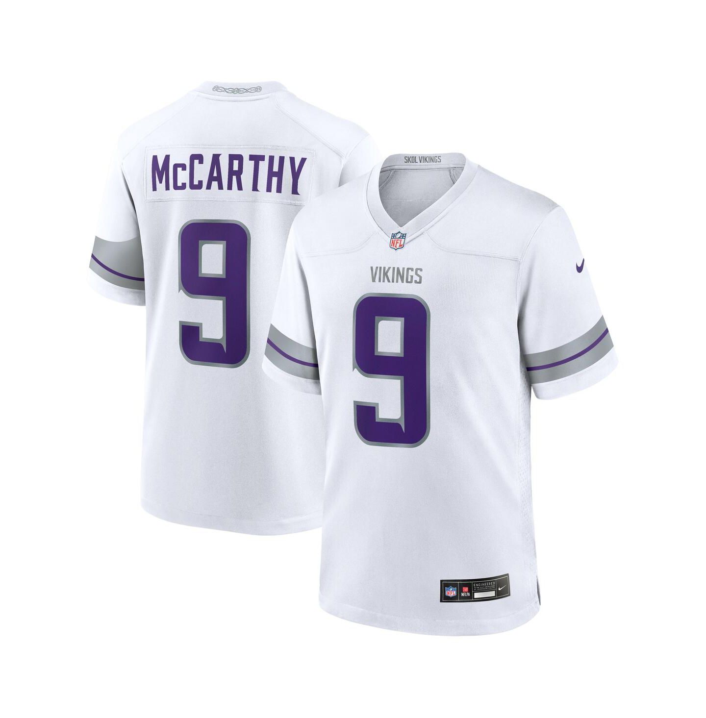 Мужской топ Nike J.J. McCarthy Minnesota Vikings Alternate Game Player Jersey, цвет: Белый — фото 1
