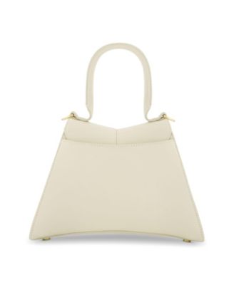 Gold Hardware Detail Angular Top Handle Small Leather Handbag