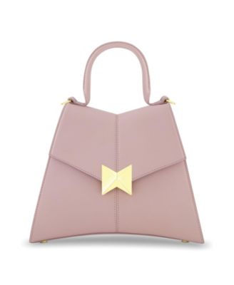 Gold Plated Hardware Angular Leather Handbag