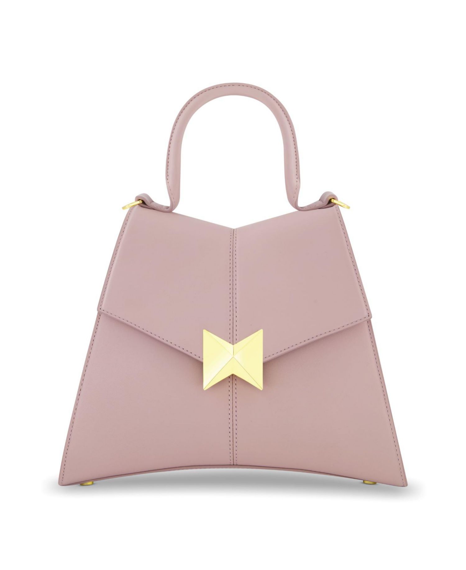Gold Plated Hardware Angular Leather Handbag