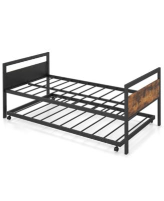 Twin Metal Daybed with Trundle Lockable Wheels
