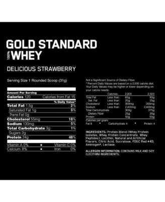 Gold Standard 100% Whey Protein Powder, Delicious Strawberry, 5 lb, 73 Servings