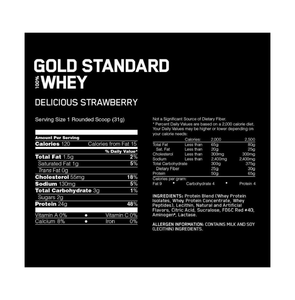 Optimum Nutrition Optimum Nutrition, Gold Standard 100% Whey Protein Powder, Delicious Strawberry, lb, 73 Servings