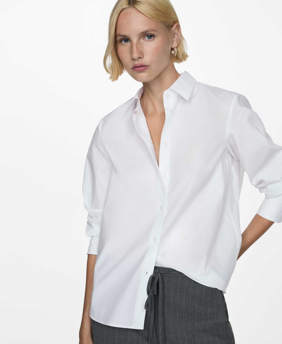 Mango Oversize Cotton Button-up Shirt In Off White