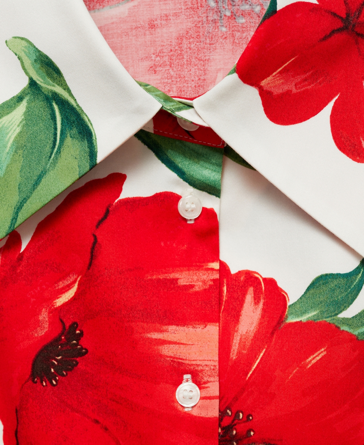 Mango Bow Printed Shirt Red In Red