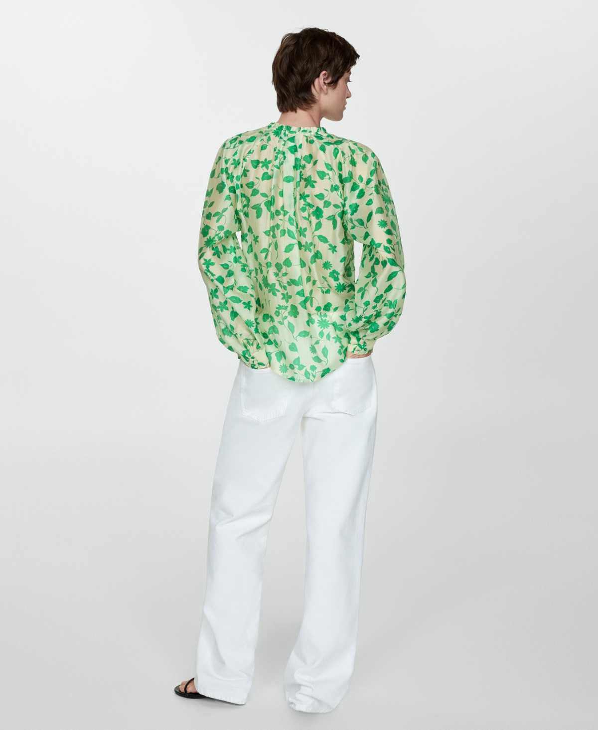 Mango Lyocell Printed Shirt Ecru In Ecru