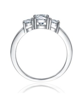 Sterling Silver Cubic Zirconia Three-Stone Statement Ring