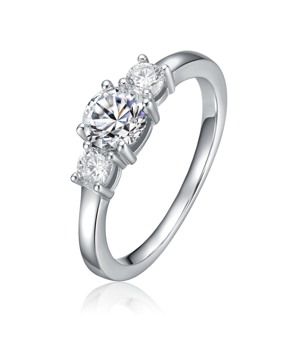 Sterling Silver Cubic Zirconia Three-Stone Statement Ring - White