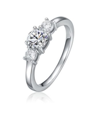 Genevive Sterling Silver Cubic Zirconia Three-Stone Statement Ring - Macy's
