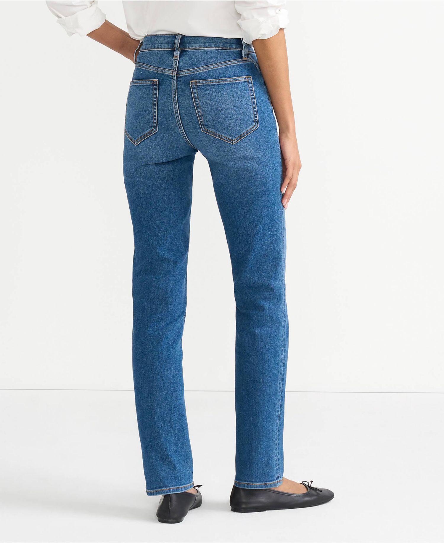 Petite Recover High Rise Straight Leg Blue Jeans