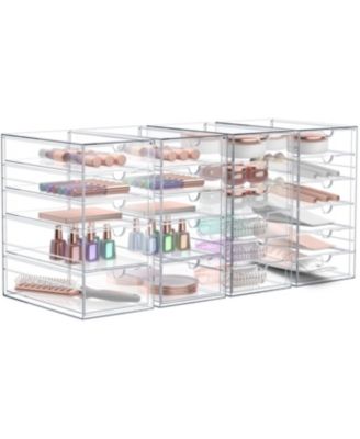 22 Drawers Acrylic Organizer for Makeup, Organization and Storage, Art Supplies, Jewelry, Stationary - 4 Pcs Clear Stackable Storage Drawers