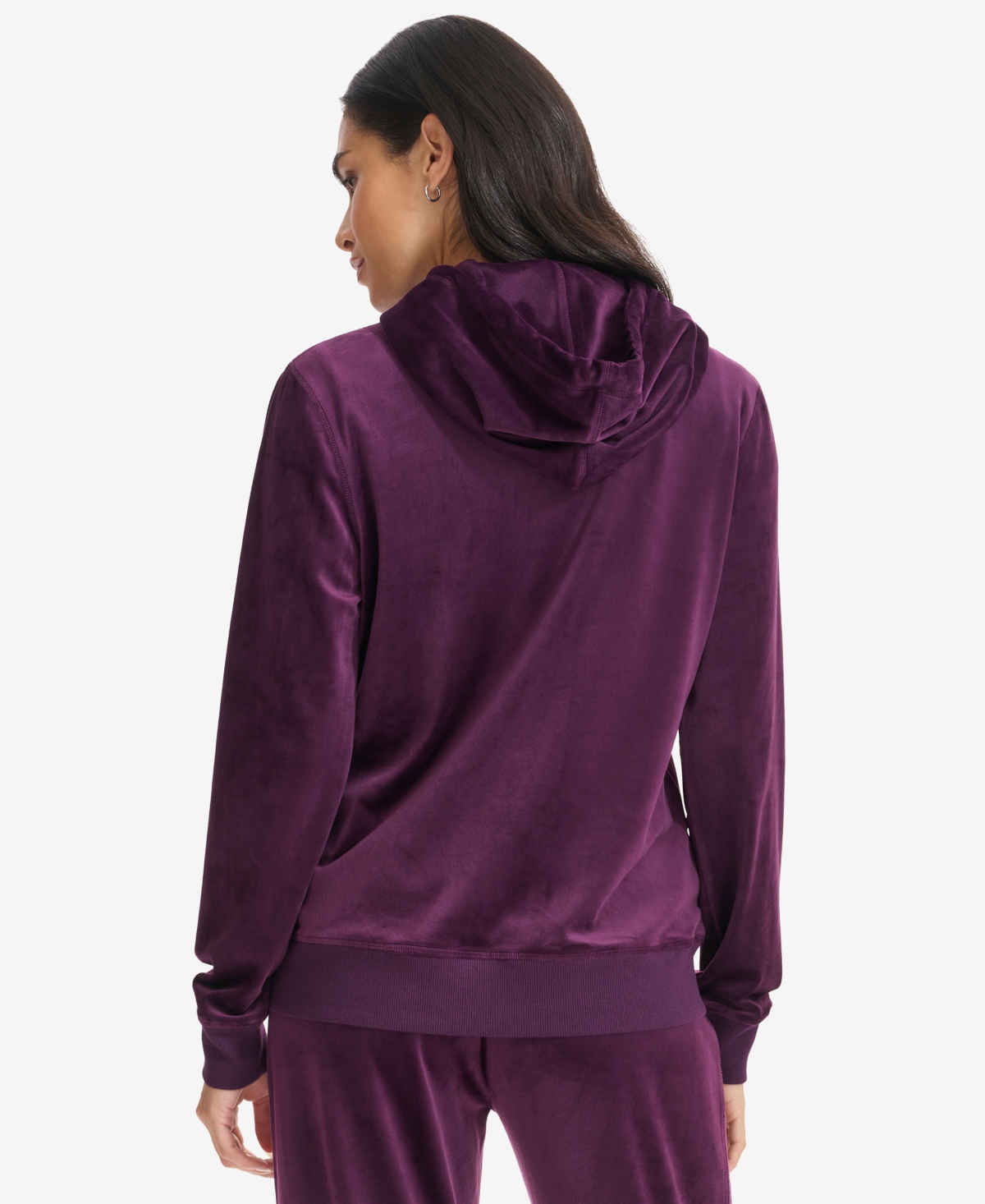 Calvin Klein Women's Metallic Logo Velour Zip-Front Hoodie