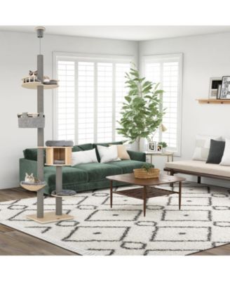 6-tier Floor-to-Ceiling Cat Tree 100-110 Inches Adjustable Height