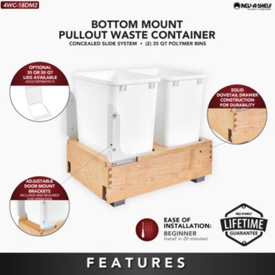 Double 35 qt. Maple Bottom Mount Pullout Waste Container,4WC-18DM2
