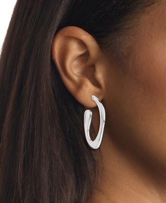 Medium Pav&eacute; Sculpted Elongated Hoop Earrings