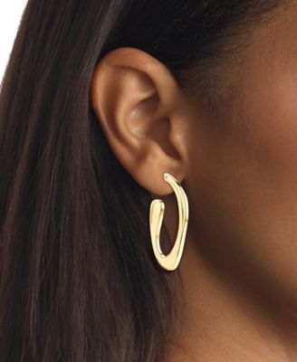 Medium Pav&eacute; Sculpted Elongated Hoop Earrings