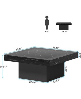 Coffee Table Square LED Coffee Table Engineered Wood Low Coffee Table for Living Room