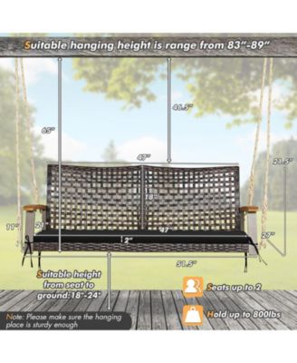 2-Person Rattan Hanging Porch Swing Chair
