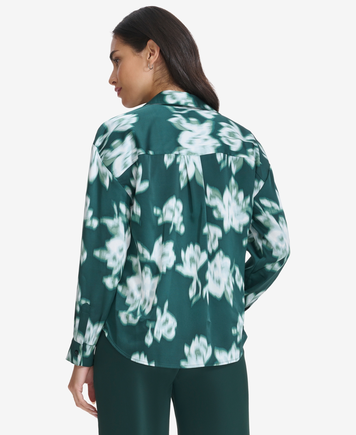 Calvin Klein Women's Printed Faux-Wrap Collared Top