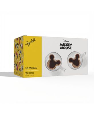 Disney Mickey Mouse 3D Double Walled Glass Mugs, Set of 2