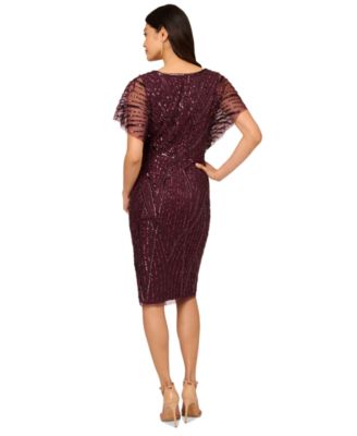 Women's Surplice-Neck Dolman-Sleeve Sequin Dress