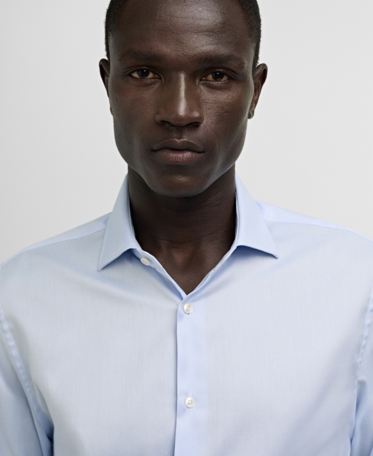 Mango Slim Fit Stripe Button-up Shirt With Contrast Collar In Sky Blue