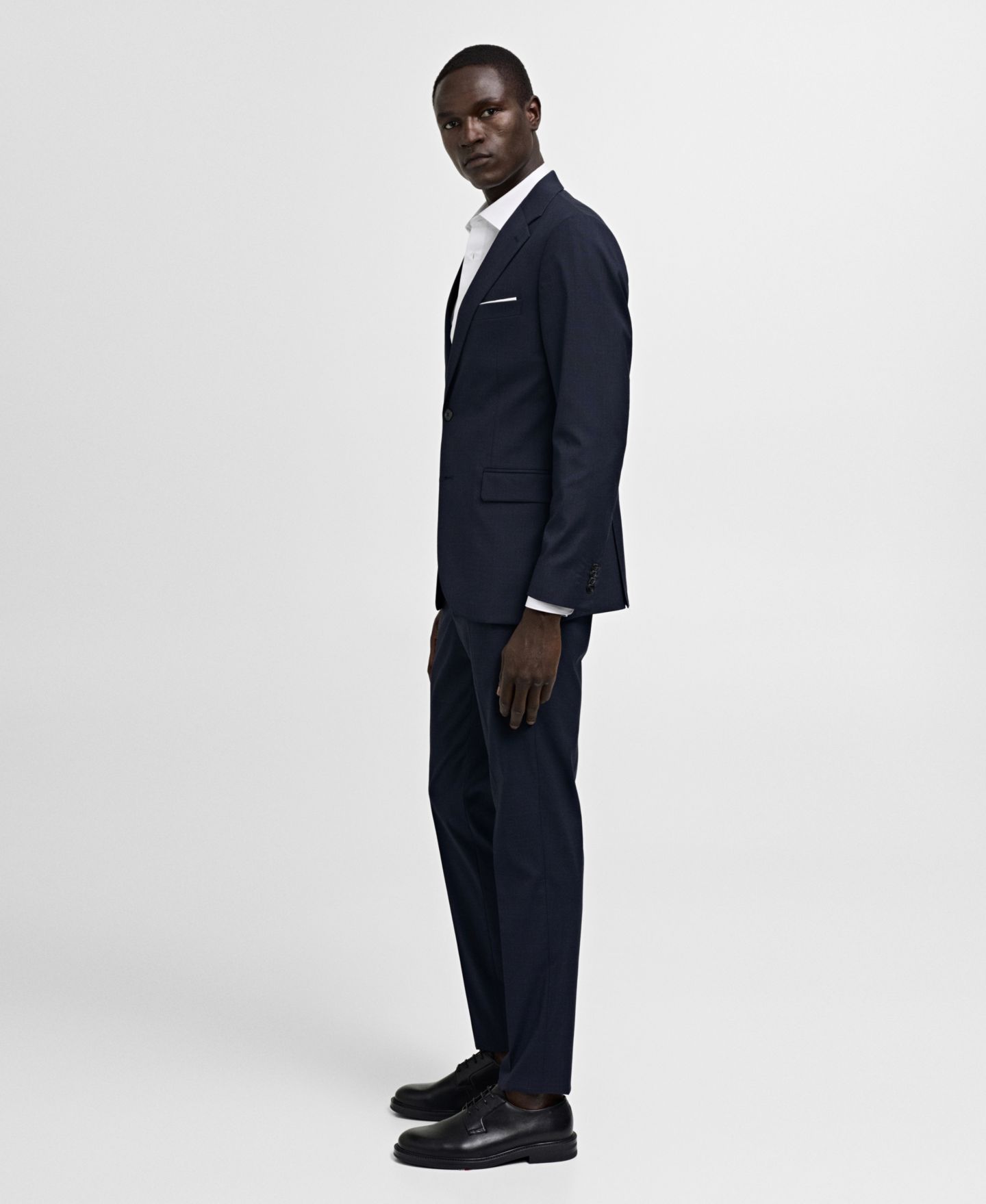 Мужские брюки MANGO Stretch Fabric Suit, цвет: Тёмный тёмно-синий — фото 4