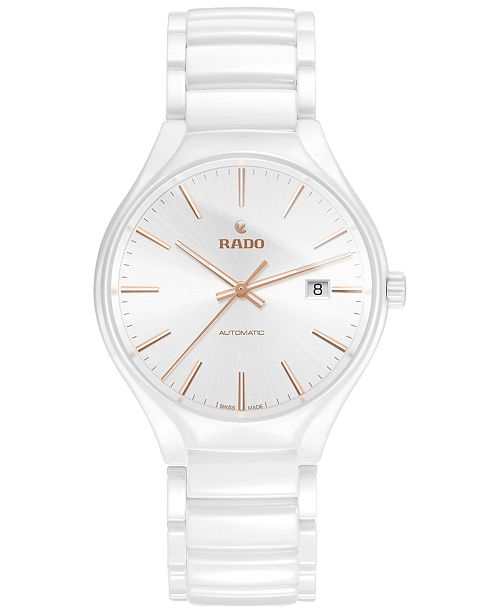 Rado Men S Swiss Automatic True White High Tech Ceramic Bracelet Watch 40mm R27058112 Reviews All Fine Jewelry Jewelry Watches Macy S