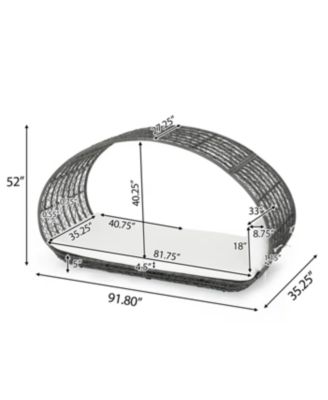 Outdoor Wicker Overhead Canopy Daybed Water Resistant Cushion