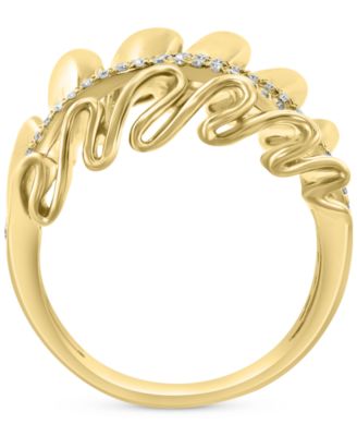 EFFY&reg; Diamond Double Row Wavy Statement Ring (1/4 ct. t.w.) in 14k Gold