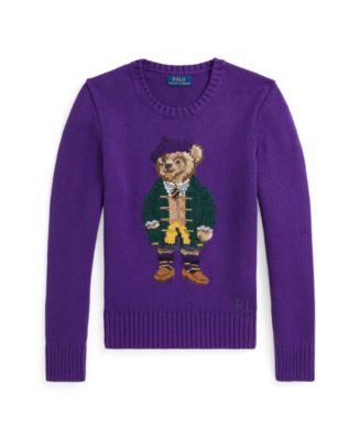 Polo Ralph Lauren Big Girls Polo Bear Crewneck Sweater Macy's