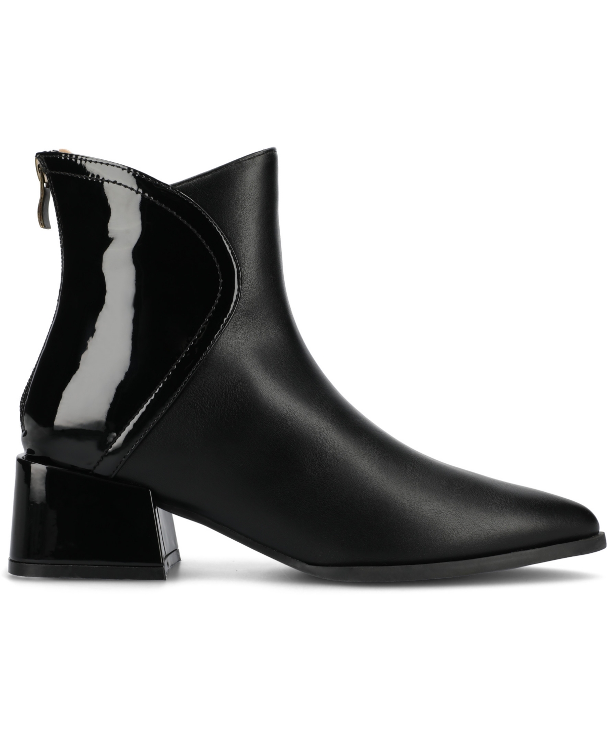 JOURNEE COLLECTION WOMEN'S CONSUELLO TWO TONE POINTED TOE BLOCK HEEL BOOTIES 