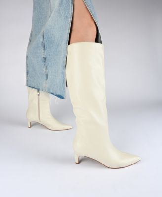 Women's Tullip Kitten Heel Pointed Toe Knee High Dress Boots