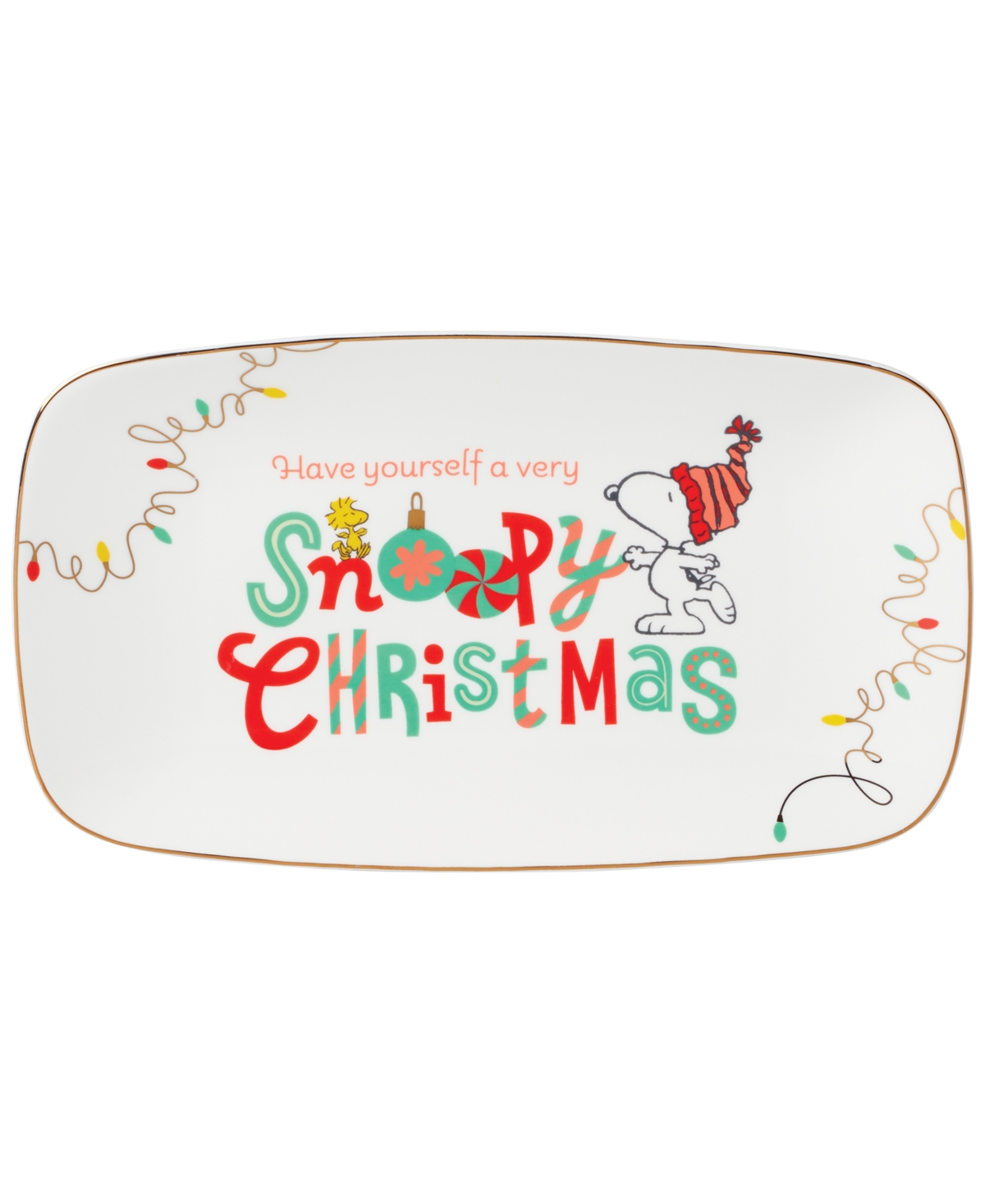 Lenox Snoopy & Woodstock Porcelain Hors D'oeuvres Tray In Ivory