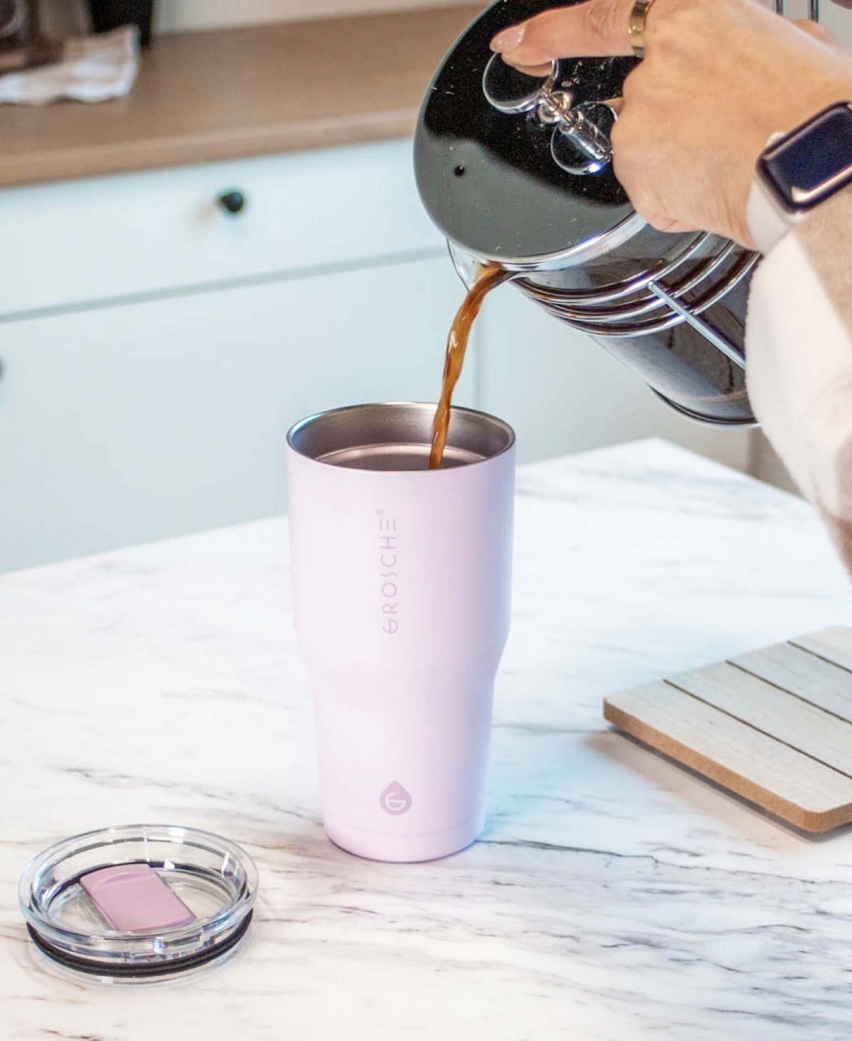 Grosche Yukon 30oz Travel Mug, Tumbler Bundle - Black Lavender 2 PK