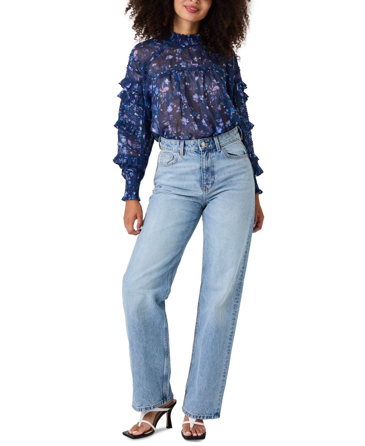 French Connection Women's Anifrida Arica Pleat-Sleeve Top