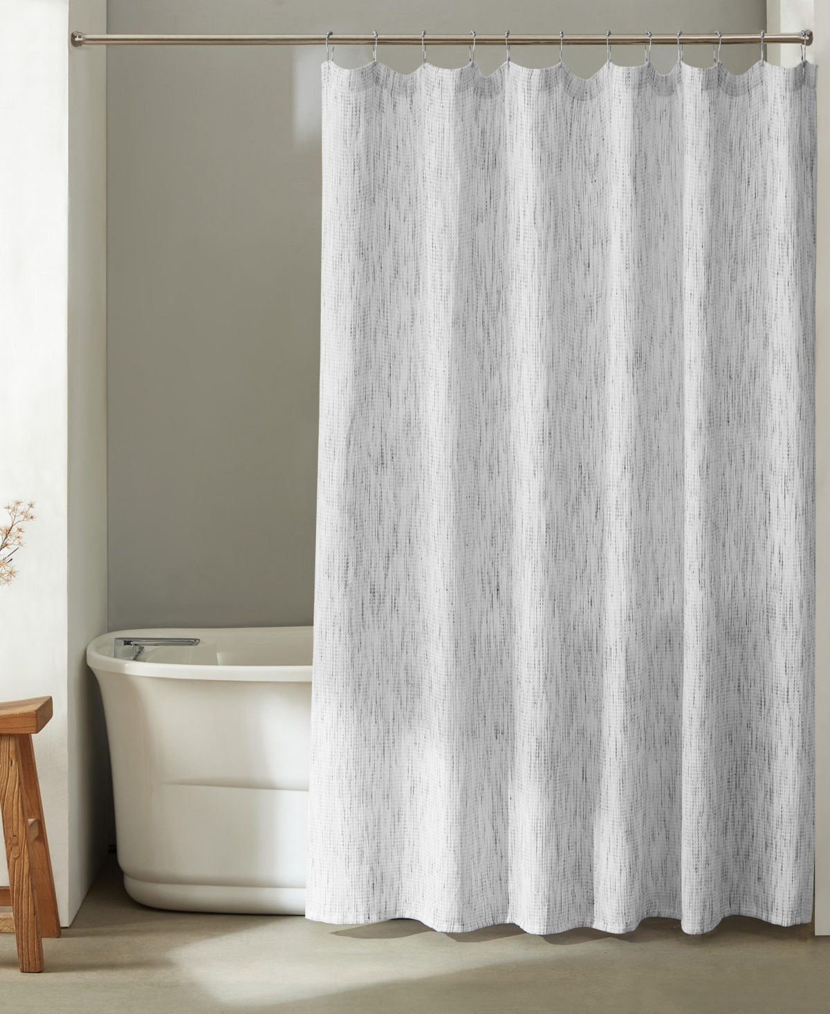Calvin Klein Speckled Waffle Shower Curtain, 70" X 72" In Black,white