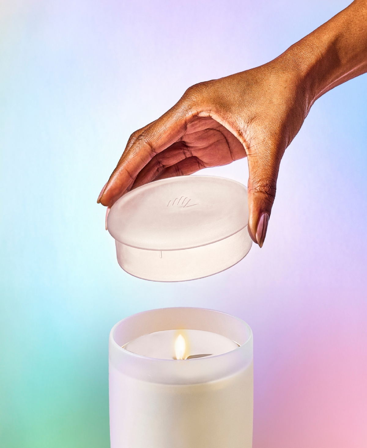 Lifelines Flameless Candle Diffuser In Cream Frosted Glass