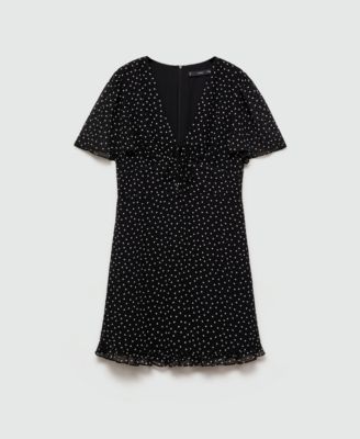 strapless open back dress Paloma Plunged Long Sleeve Mini Dress | Black | Dresses main image 0