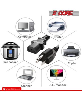 6 Feet 2 Pieces 3 Prong Replacement AC Wall Power Cord for LCD Computer Monitor Premium Quality Copper Wire PC 1001 2 Pcs