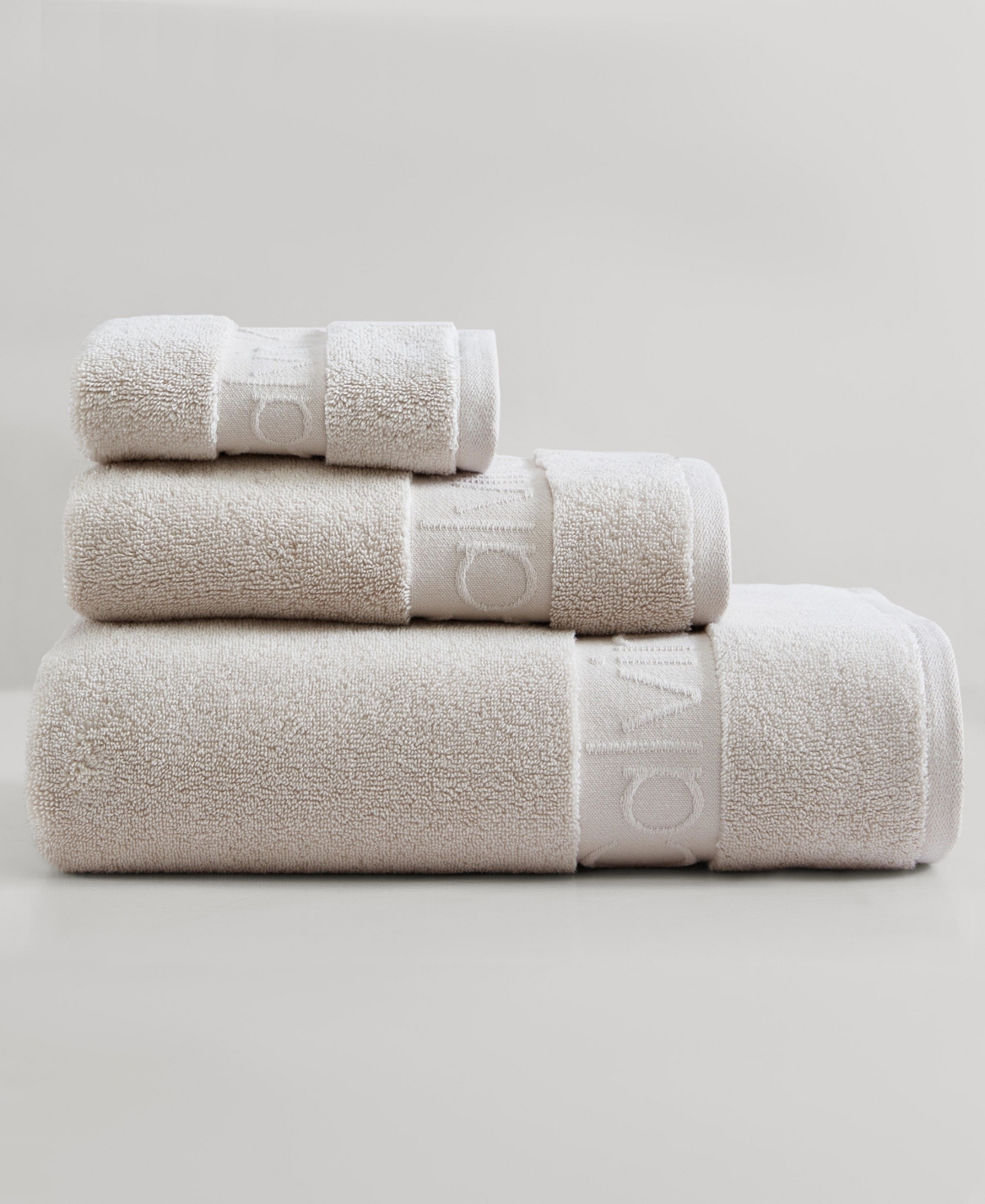 Calvin Klein Iconic Cotton Terry 3 Piece Bath Towel Set In Wheat Beige